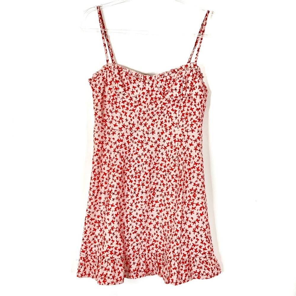 Princess Polly Deniz Pink Red Floral Smocked Mini Dress Coquette Womens 6